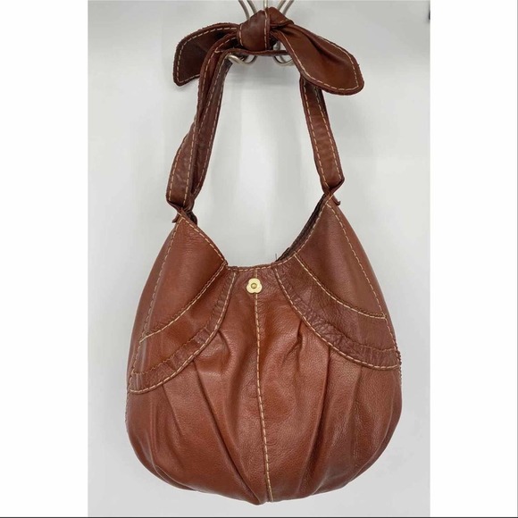 Lucky Brand Handbags - Lucky Brand brown leather tie strap hobo purse